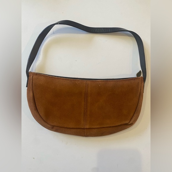 Brown Suede Floral Shoulder Bag - Picture 3 of 6